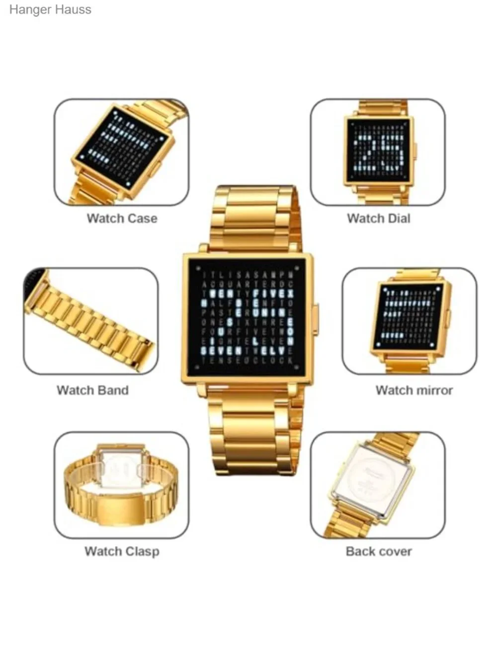 Men's Square Multifunctional Watch Water Resistant Leather Stainless Steel